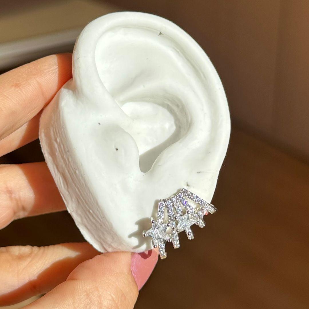 EARCUFF ESTRELA BANHO RODIO BRANCO